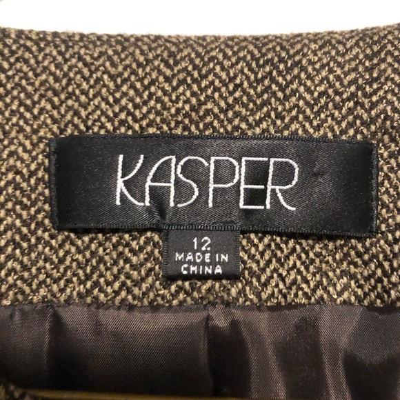 Kasper Open Blazer Crew Neck Tweed Lined Long Sleeve 12 C - Picture 8 of 11